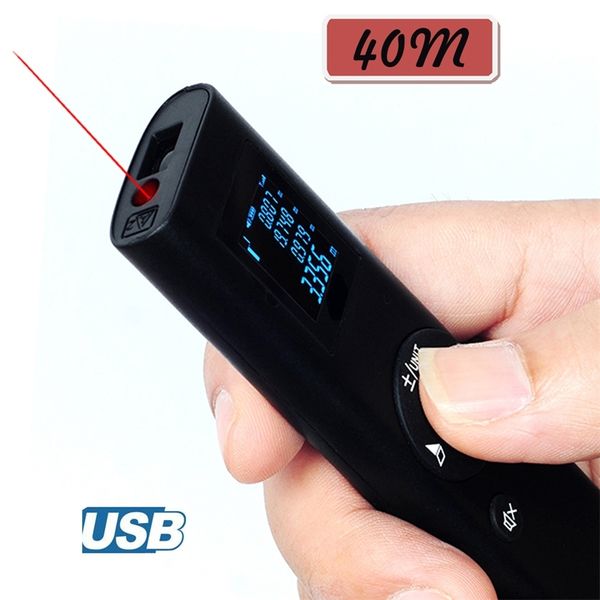 NEU KOMMEN 40M Smart Digital Laser-Entfernungsmesser Reichweite Tragbarer USB-Lade-Entfernungsmesser Mini-Handheld-Entfernungsmesser T200603