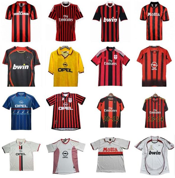 

retro 96 97 99 gullit soccer jersey 02 03 04 05 maldini van basten football shirts kaka inzaghi ac 06 07 milan 09 10 ronaldinho rivaldo shev, Black;yellow