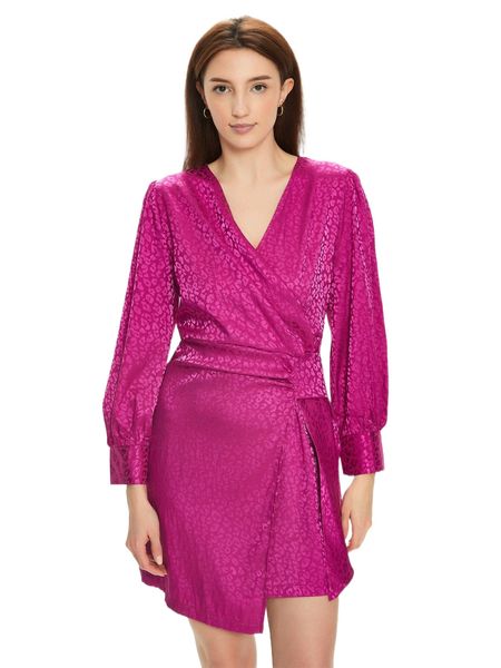

surplice neck leopard jacquard dress m1j9#, Black;gray