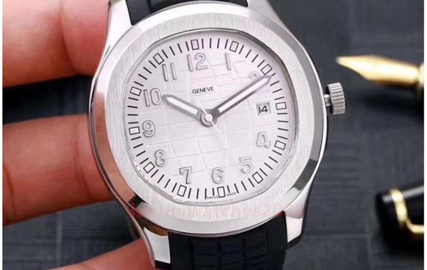 

mens watch 41mm white dial 2813 automatic movement 5711 rubber strap sapphire crystal glass waterproofing super quality luxury wristwatches, Slivery;brown