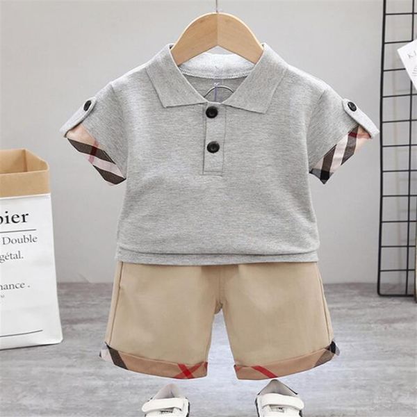 

2pcs boys summer clothes sets children fashion shirts shorts outfits for baby boy toddler tracksuits for 0-5 years2964, White