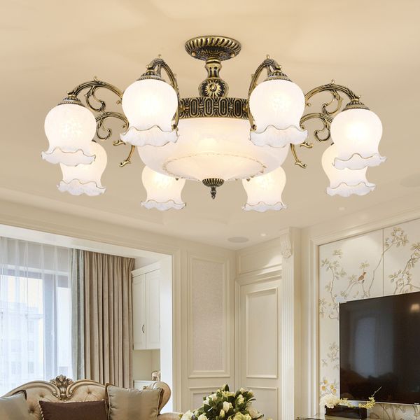 

simple modern atmospheric european zinc alloy lamp arm bronze bedroom hall dining room led chandelier