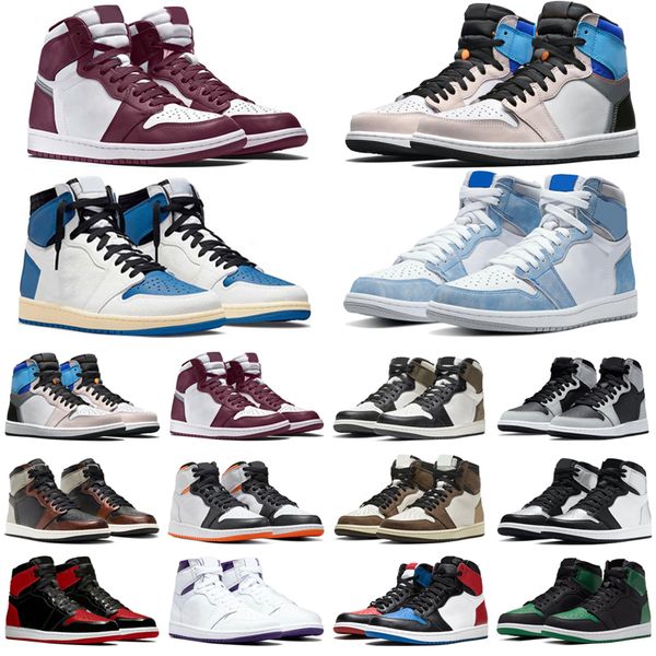 

ale bordeaux 1s high og basketball shoes men women jumpman 1 military blue prototype hyper royal pollen dark mocha mens trainers sport, Black