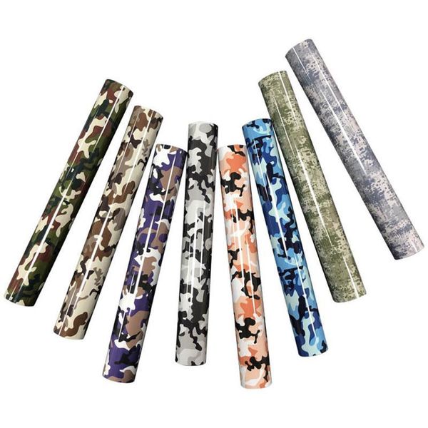 Foglio di adesivi per finestre 25 25 cm Camouflage elasticizzato PU Pellicola per trasferimento di calore Taglio pressa termoadesiva T-shirt HTVFinestraFinestraFinestra