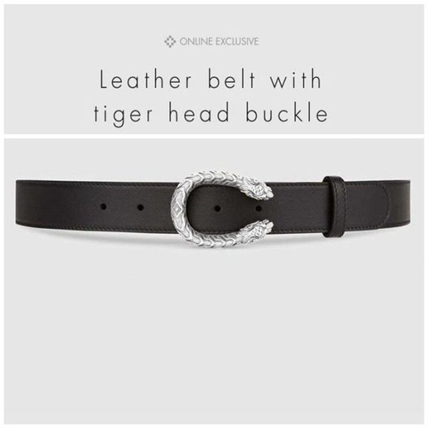 

designer belts luxury belts mens womens famous belt brand casual tiger head smooth buckle leather belt 2 colors width 38mm high qu303i, Black;brown