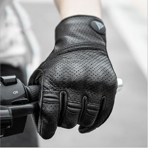 Guanti da moto Traspirante Sicurezza Outdoor Antivento Touch screen in pelle a dita intere per tutte le stagioniMoto