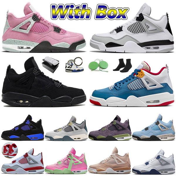 

with box 4 jumpman 4s basketball shoes mens womens 4 messy room taupe haze red thunder sneakers university blue bred military black cat 4 tr