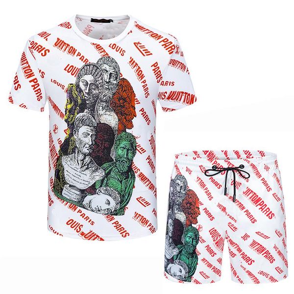 

2022 new men's tracksuits designer summer clothing cotton t-shirt short sleeve shorts set round neck loose trend casual suit. asian -3, Gray