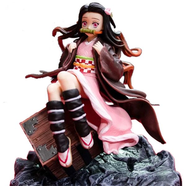 

huiya01 demon slayer kamado nezuko kimetsu no yaiba nezuko kamado pvc action figure toy anime collectible model doll children gift q0722