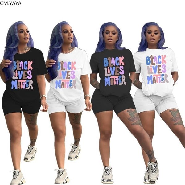 

cmyaya sport women two piece set sleeveless black lives matter tshirt shorts jogger pants suit tracksuit matching set outfit t200827, Gray