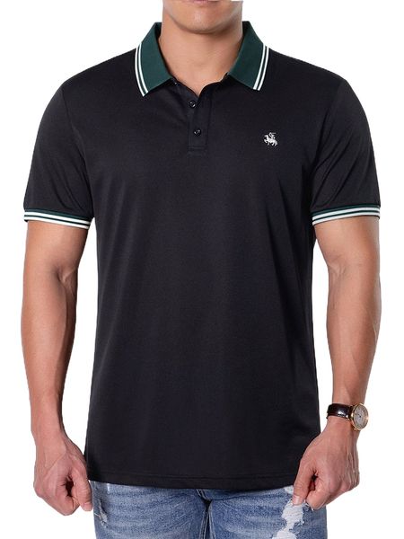 

men embroidery detail contrast collar polo shirt g3ew#, White;black