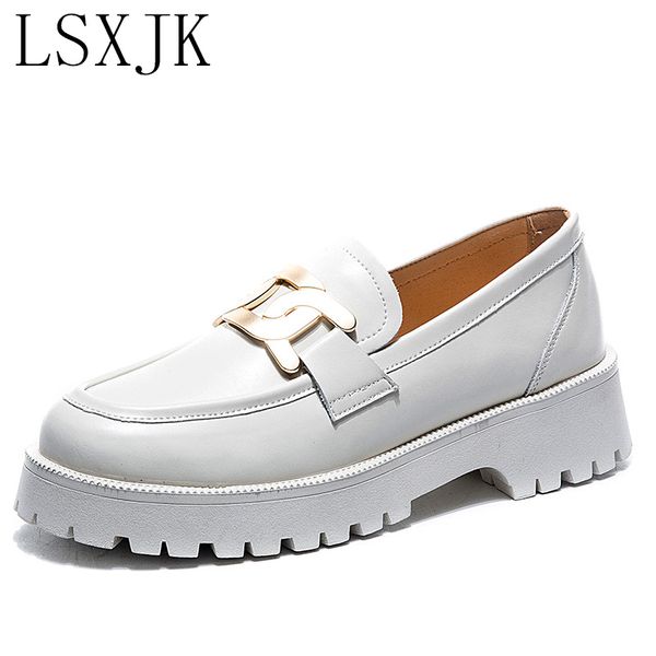 

classic women loafers shoes genuine leather spring 2022 office lady daily thick-soled sneakers casual trend girl shoes students, Black