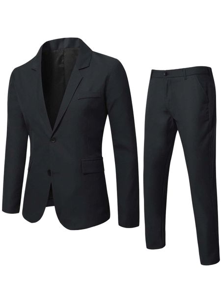 

men single breasted slit back blazer & tailored pants h1sg#, White;black