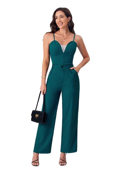 

emery rose contrast mesh zip back cami & wide leg pants m4xs#, White