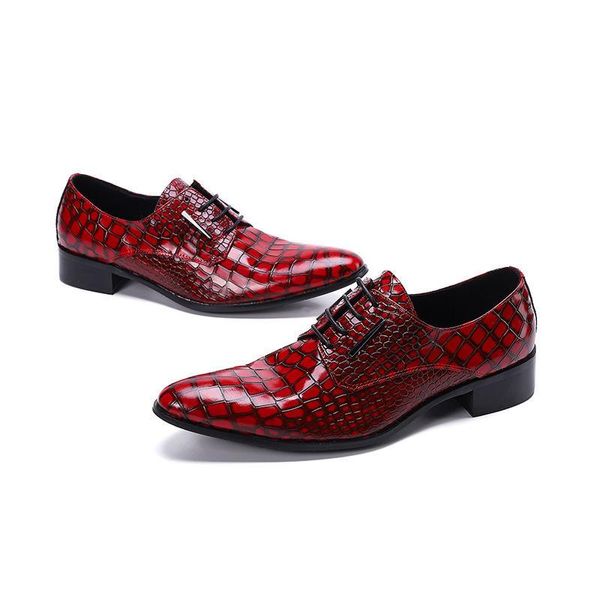 

dress shoes luxury handmade men's crocodile pointed toe leather men slip on oxfords for partry/wedding eu38-47dress, Black