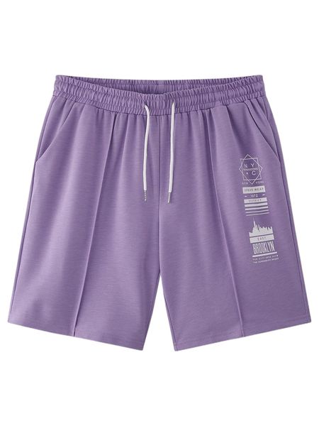 

men letter & geo print drawstring waist shorts z8pb#, White;black