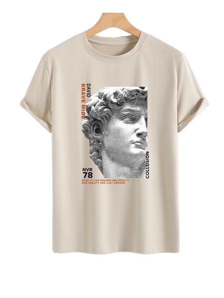 

men slogan & figure graphic tee f2z8#, White;black