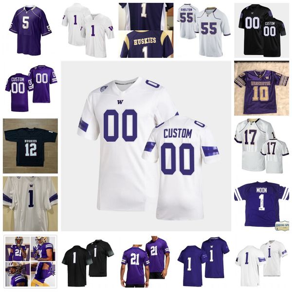

32 budda baker jersey 1 warren moon 8 dante pettis 50 vita vea roland kirkby 2 chuck carroll salvon ahmed 1 hunter bryant custom ncaa washin, Black