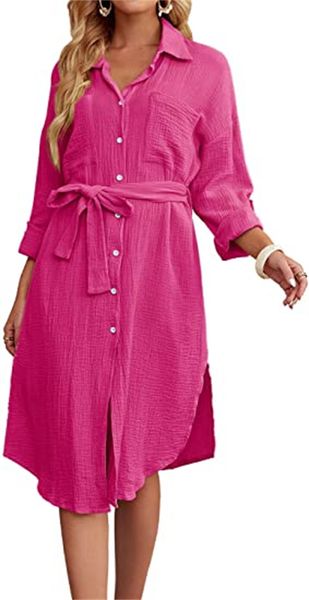 

& tees women's beach kimono cardigan swimsuit side slit button shirtskirt, White