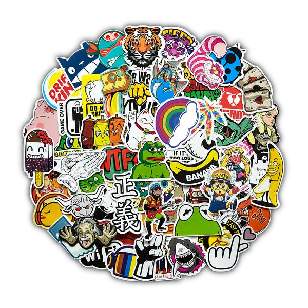 

waterproof sticker 50 pcs cool random stickers for lapluggage water bottle car bike motorcycle kids graffiti vinyl sticker bomb jdm decals c