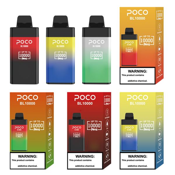 POCO BL 10000 Puffs Mesh Coil Elektronische Zigarette Einwegstift mit wiederaufladbarem 650-mAh-Vape-Pen-Akku und vorgefüllter 20-ml-Kartuschenhülse