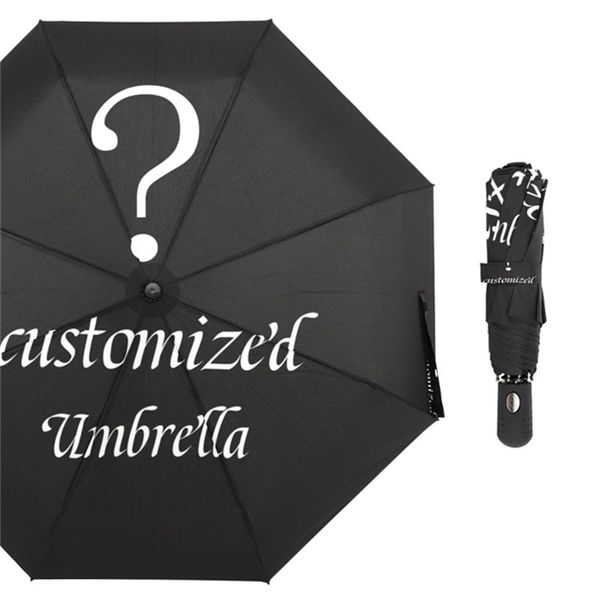 Personalisierter automatischer Regenschirm-Regen-Frauen-drei faltende Regenschirme winddichter kundenspezifischer Entwurfs-Regenschirm-weiblicher wasserdichter Sonnenschirm 220608