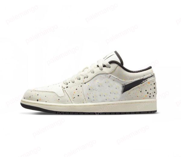 

jumpman shoes 1 low se paint splatter men's sneakers dm3528-100 dress shoe, Black