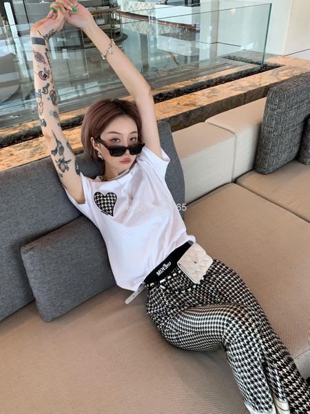 

two piece dress summer white love t-shirt + leg split design two piece suit