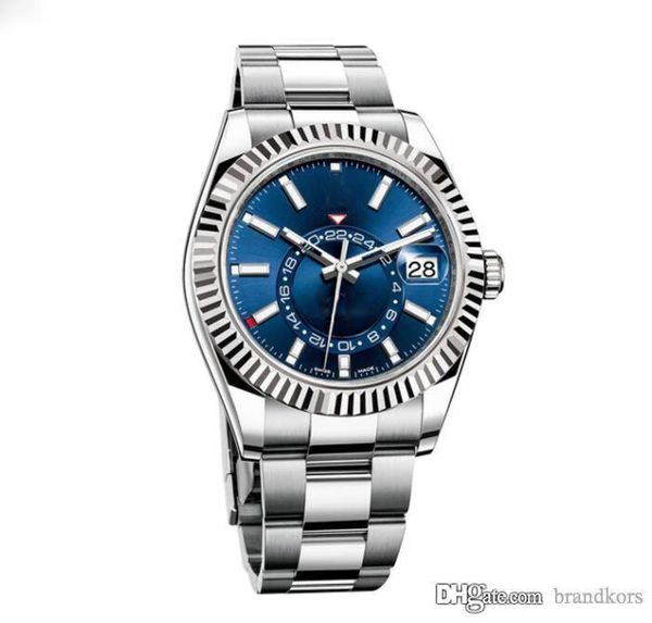 

luxury watch men automatic mechanical calendar 42mm stainless steel sky-dweller gmt men's luminous fashion waterproof, Slivery;brown