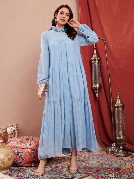 

lantern sleeve smock dress a2jw#, Black;gray
