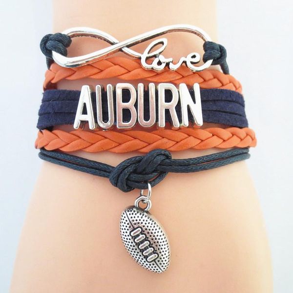 Gioielli Infinity Love Auburn State Football Sports Team Bracciale blu arancione Braccialetti dell'amicizia sportiva