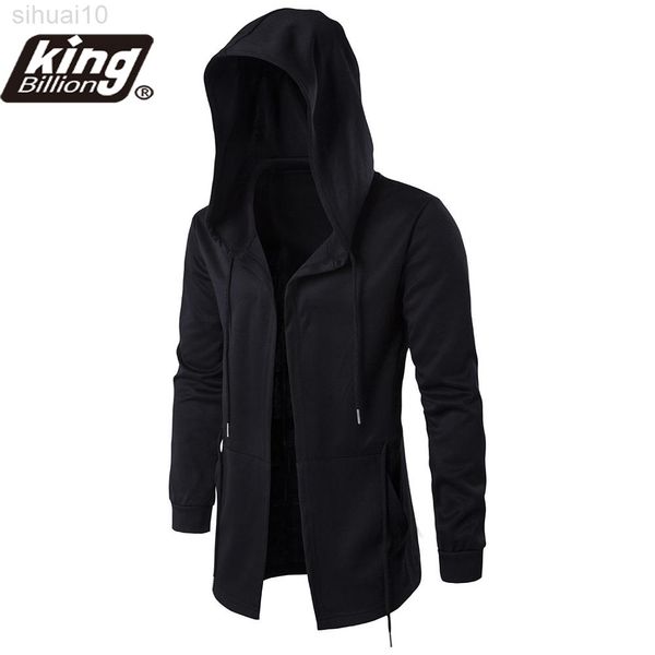 

autumn new men hoodies sweatshirts casual solid long sleeve hoodie men slim fit dark hooded loose jacket l220730, Black
