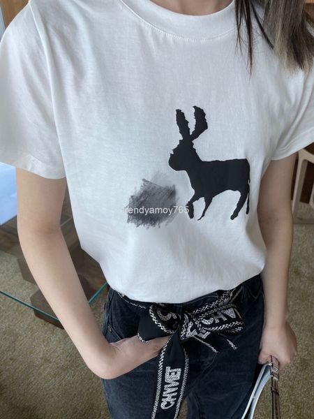 

women's t-shirt fawn aging senior elegant white short sleeve t-shirt women's summer korean loose cotton round neck top