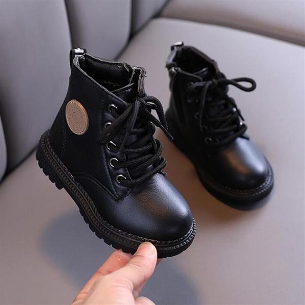 

boots kids boys shoes autumn winter leather children fashion toddler girls warm snow297b, Black;grey