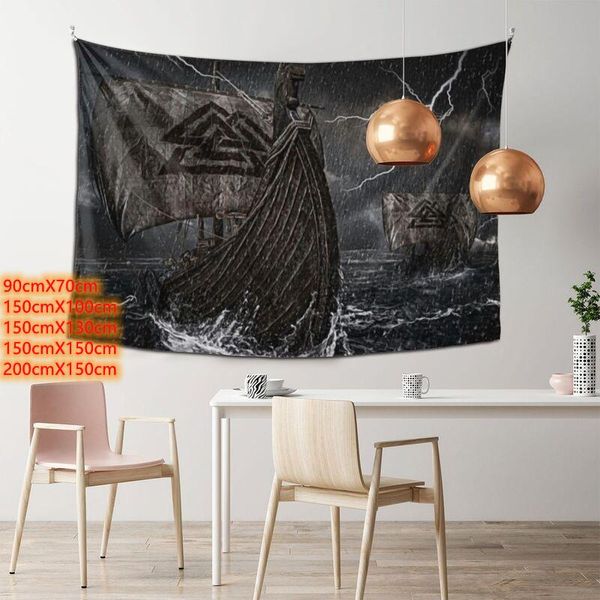 Taquestres Viking Decoração Tapestry Sail Boat Sofá Decorativo Cobertores A Era da Pirataria Parede pendurada para o quarto de casa decortantestres