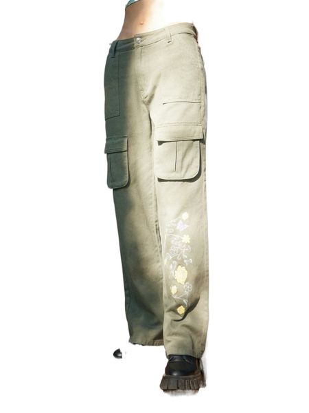 

romwe floral print flap pocket jeans b6ln#, Blue