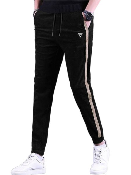 

men graphic embroidery drawstring waist tapered pants h0tb#, Black