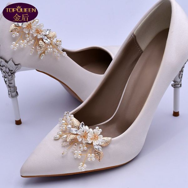 

wedding accessories shoe clip high heel party removable bridal shoes clips shell pearl flower 3d buckle bride accessory 2pcs/set hx21, White