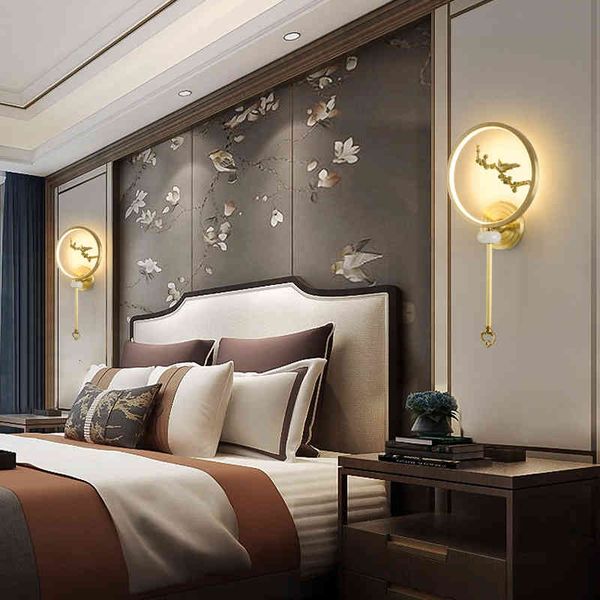 

pendant lamps chinese wall lamp all copper enamel color living room bedroom background decoration creative personality corridor bedside