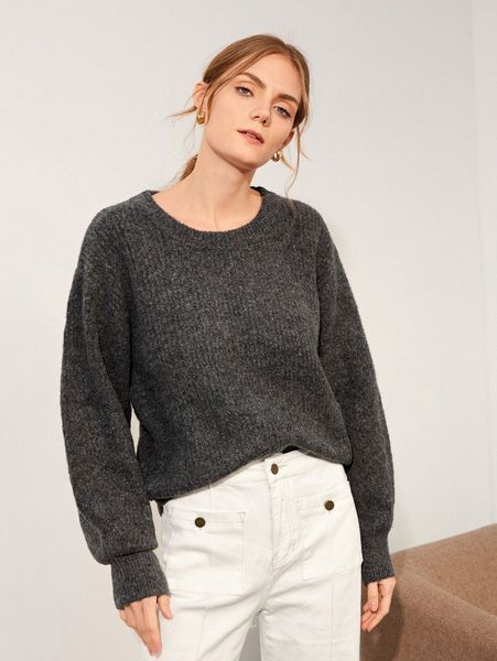 

motf premium wool mix balloon sleeve sweater 77dg#, White;black