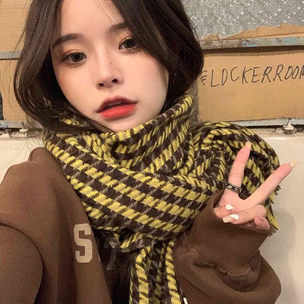 

qianniaoge autumn winter scarf imitation cashmere versatile warm student ins bib men's and women's trend, Blue;gray