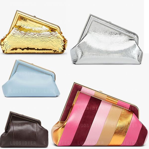 

designer first sequinned bag oversized f metal clasp laminated leather diagonal striped motif clutch crossbody shoulder handbags bags purse