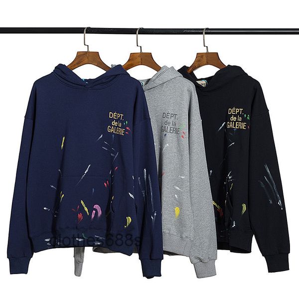 

brand gallerydept hoodies men's sweaters designer correct version of hand-painted splash ink graffiti washed high street men's and, Black