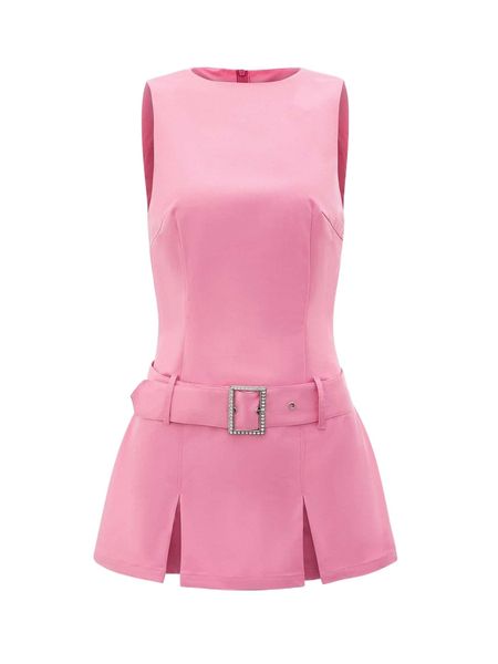 

rhinestone belted pleated hem dress v0uh#, Black;gray