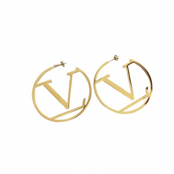 

designer earrings for women 5.2cm big size luxury style fashion stud stainless steel lover gifts jewelry high polish engagement wholesale, Golden;silver