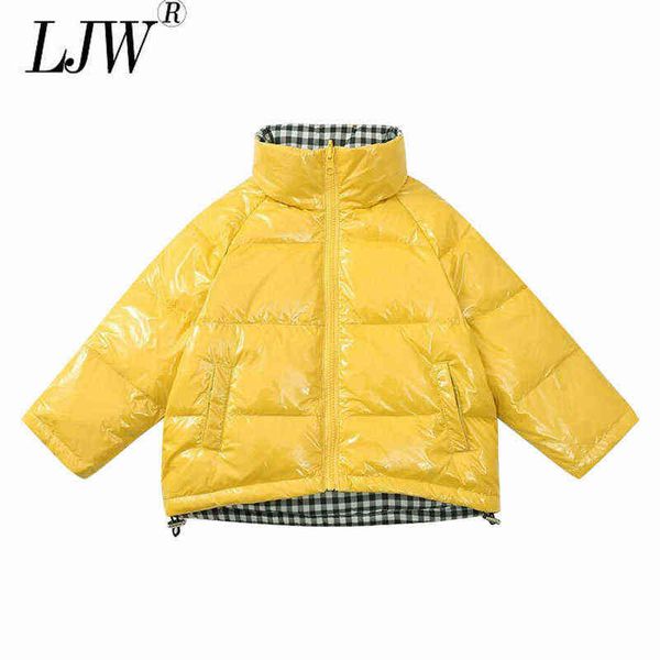 

new men and women bright face children stand-up collar double sided down jacket disposable short fashion jacket j220718, Blue;gray