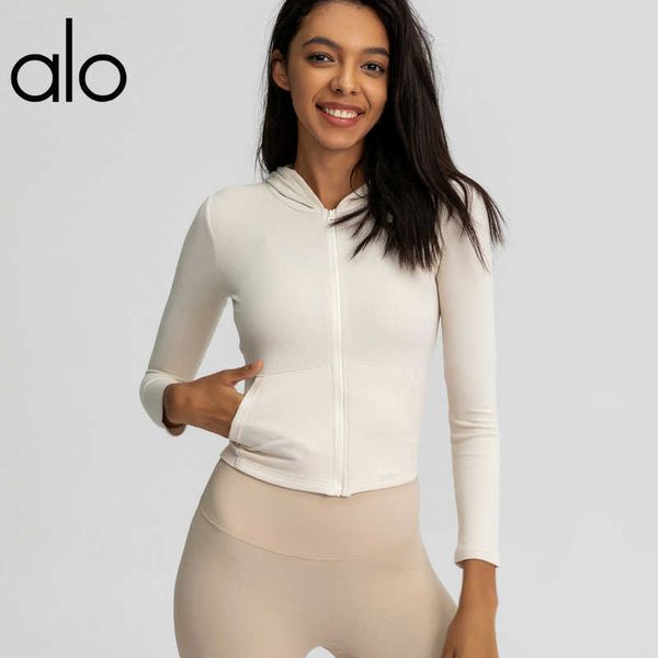 

alo sports jacket women's thin tight-fitting stretch quick-drying yoga clothes running long-sleeved fitness clothes
