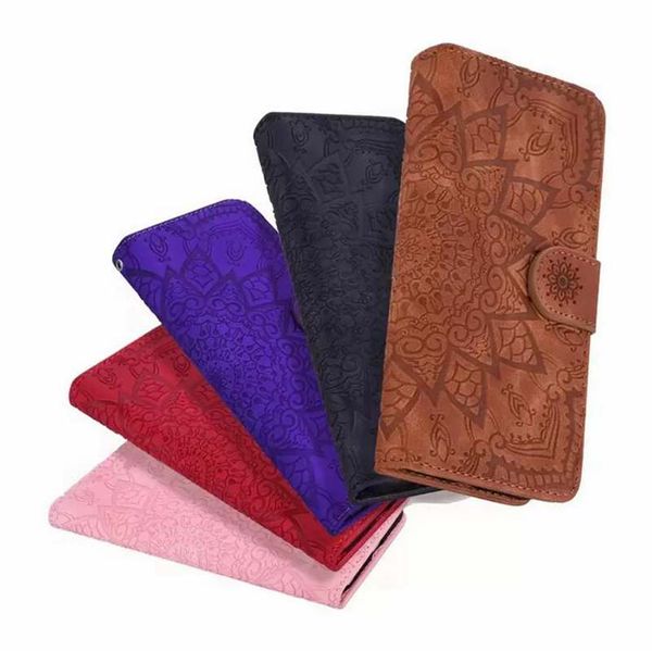 Impronta Custodie a portafoglio in pelle fiore per Iphone 15 14 Pro Max Samsung Galaxy A53 A33 5G One Plus Nord CE 5G N200 Slot per carta di credito Porta carte di credito Flip Cover Book Girls Pouch