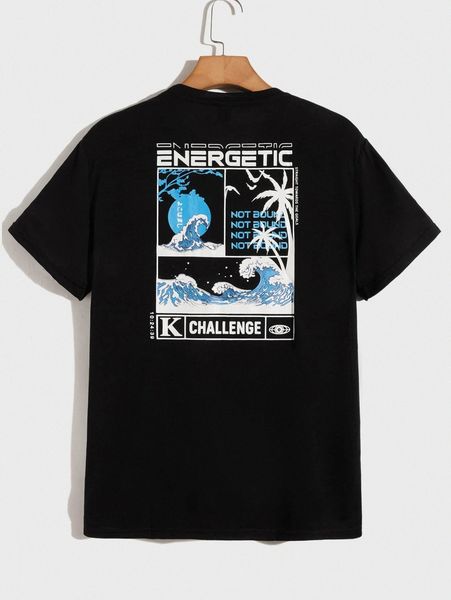 

men letter & graphic print tee e3en#, White;black