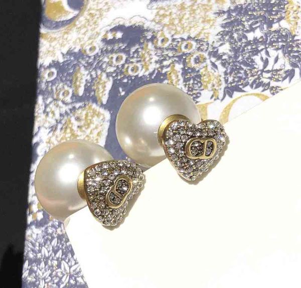 

the new 74% off dijia diamond inlaid pearl love earrings female personality fashion cool wind net red earringsvssy, Golden